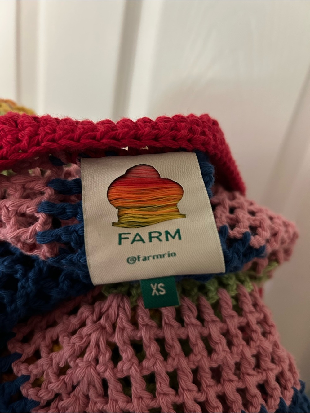 Farm Rio ๐ 100% cotton Rainbow handmade Crochet Open Cardigan colorful dopamine - Picture 5 of 8